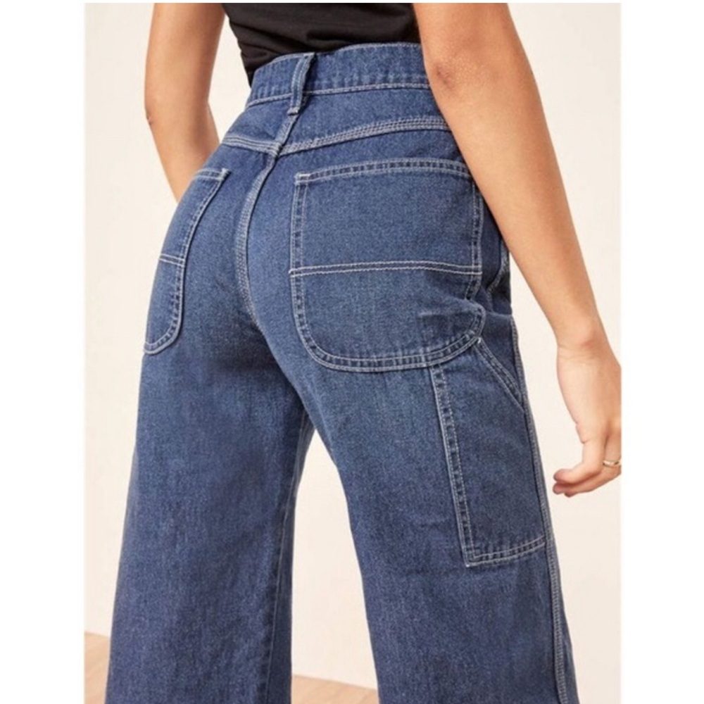 Reformation Max Jeans Indio Wash Cargo Wide Leg Denim Size 27 - Picture 2 of 16